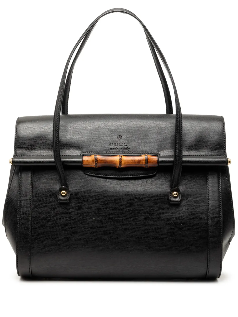 Gucci Pre-Owned 2000-2015 Large Leather Bamboo Bullet tote bag - Nero