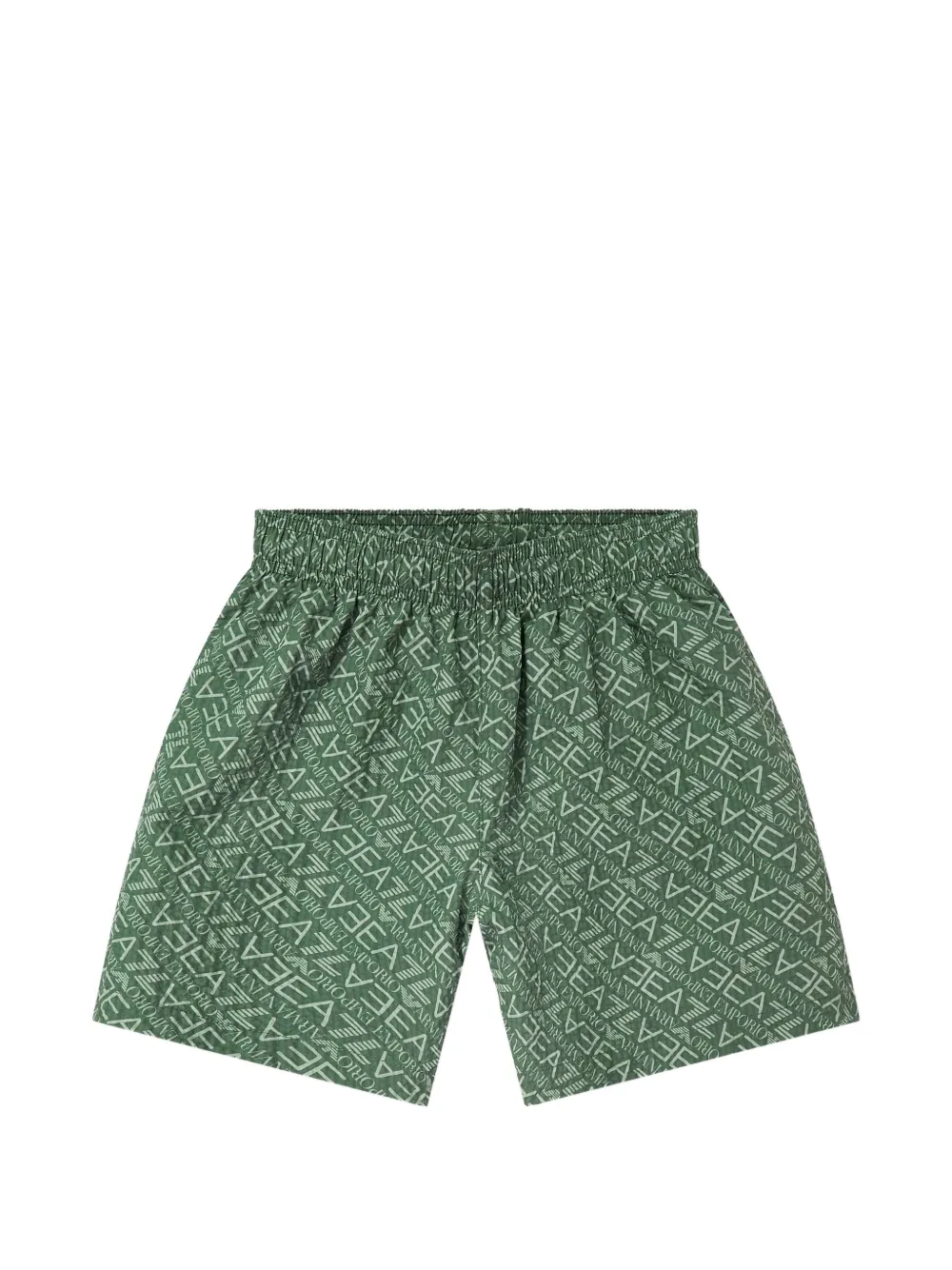 Emporio Armani Kids monogram-pattern swim shorts - Verde
