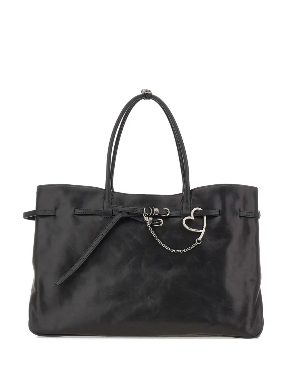 Marge Sherwood XL Grandma Used heart keychain tote bag - Nero