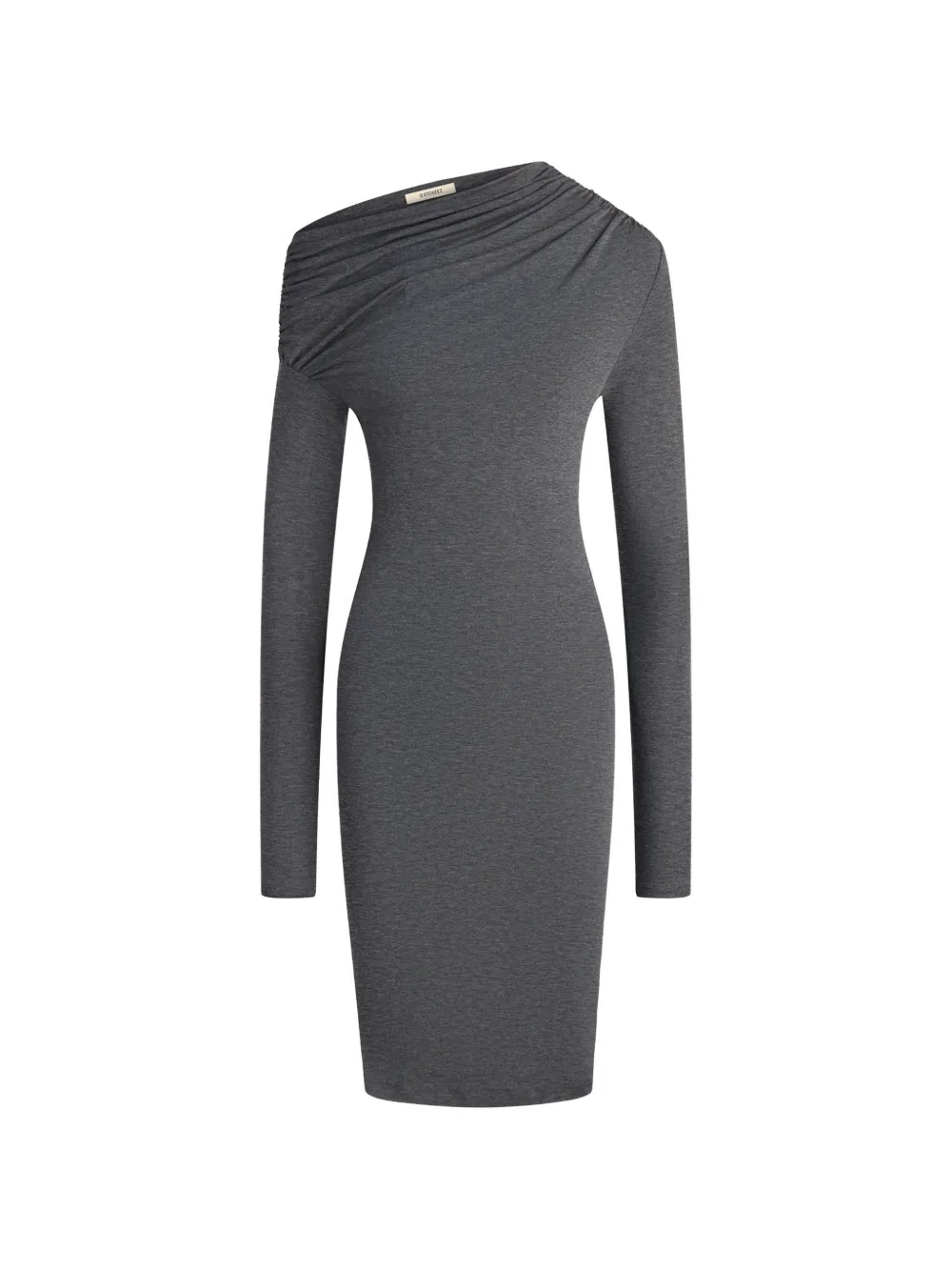 12 Storeez Asymmetric Draped Mini Dress In Gray