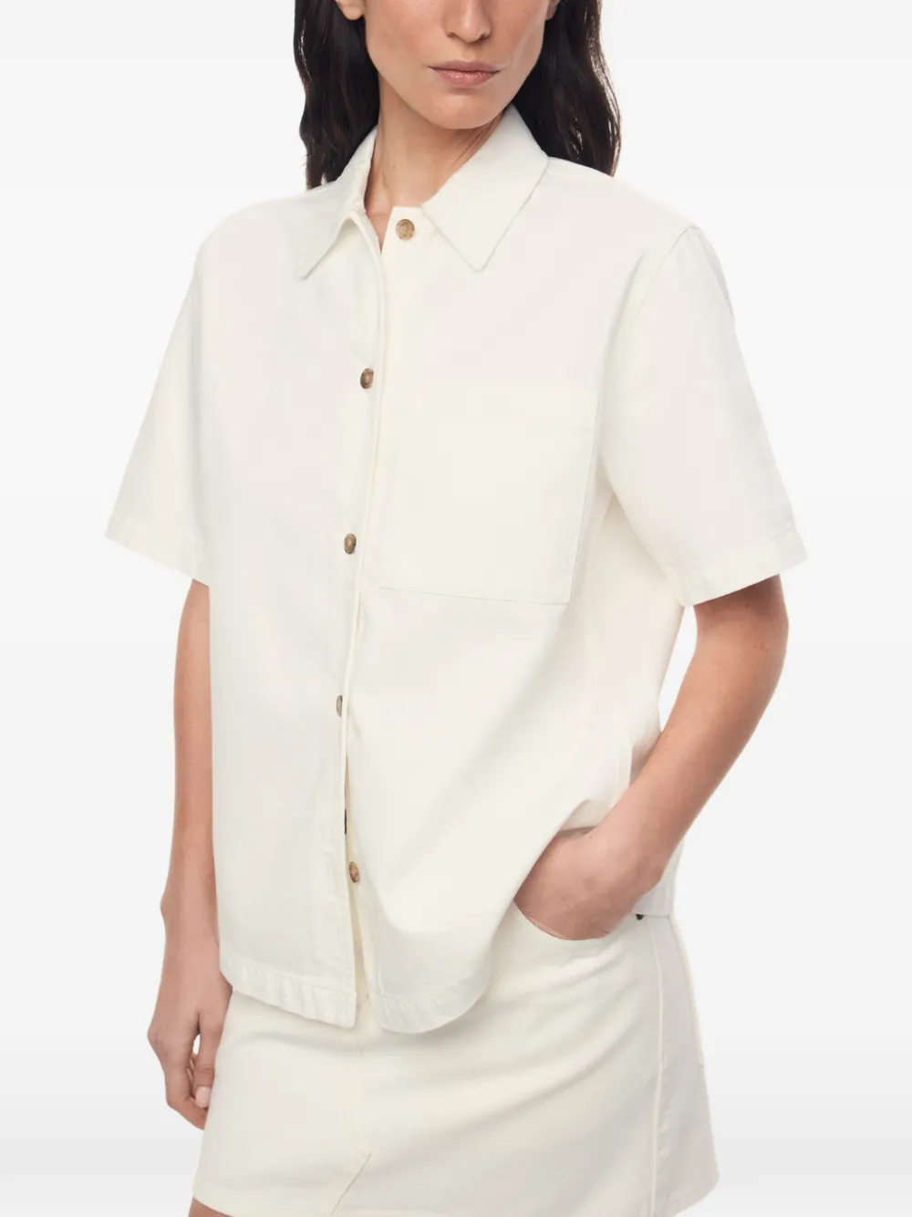 12 STOREEZ Bowling denim blouse Wit
