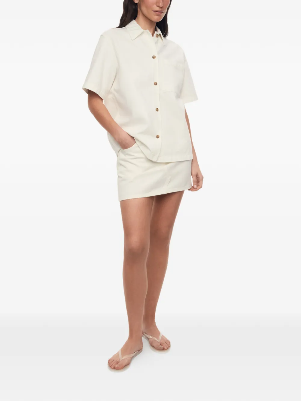 12 STOREEZ Bowling denim blouse Wit