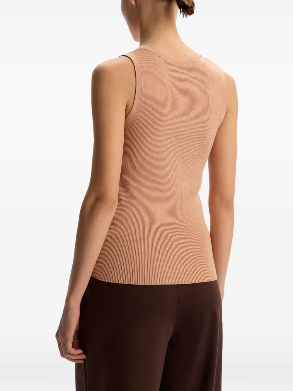 12 STOREEZ Geribbelde tanktop Beige