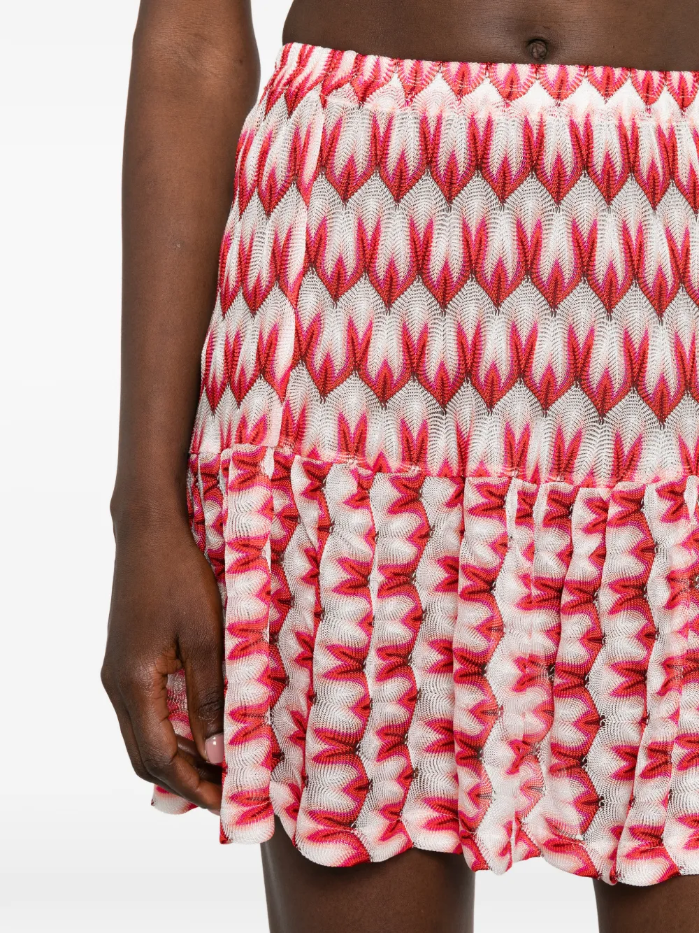 Missoni Mini-rok met zigzagpatroon en ruches Rood