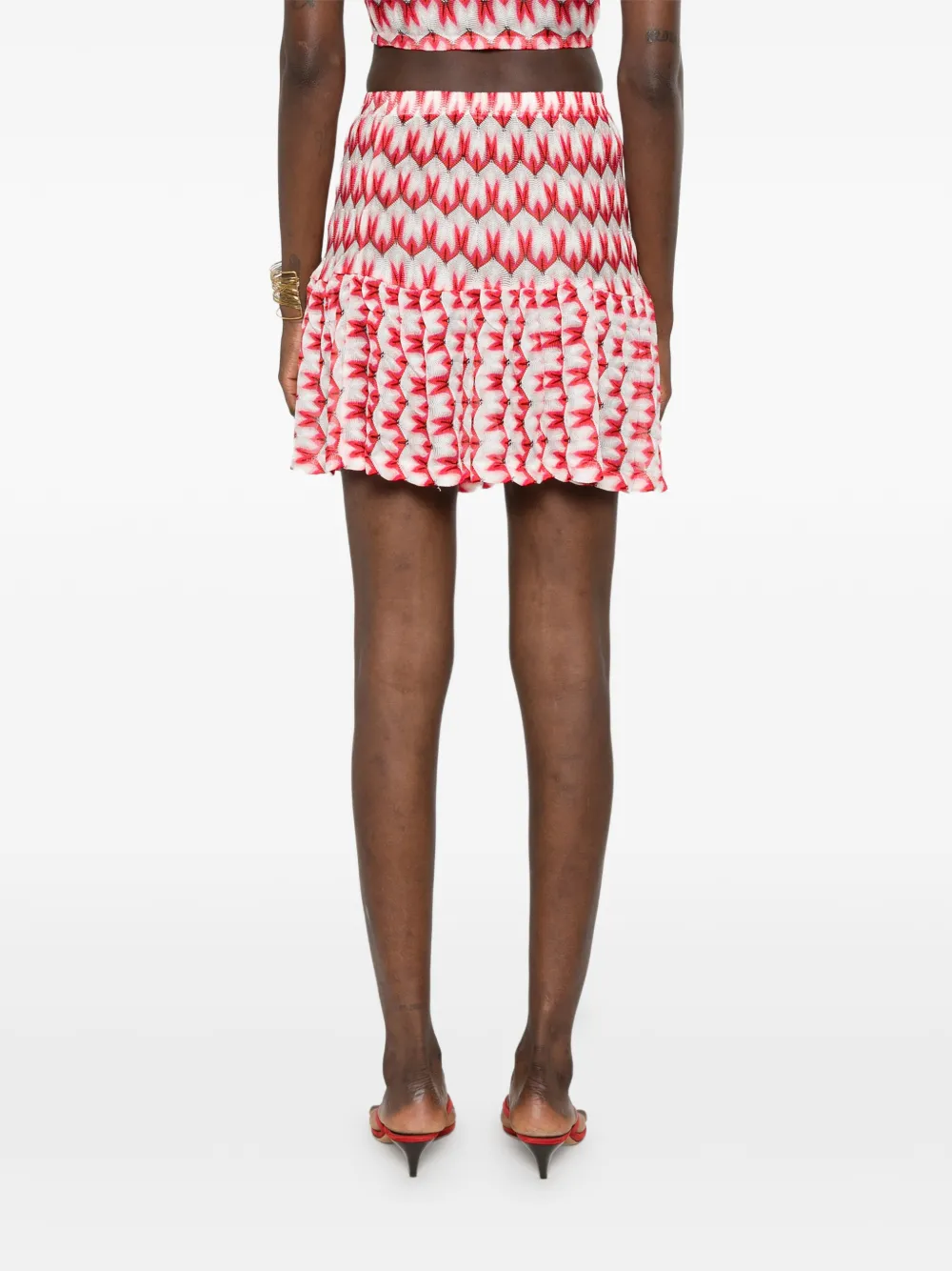 Missoni Mini-rok met zigzagpatroon en ruches Rood