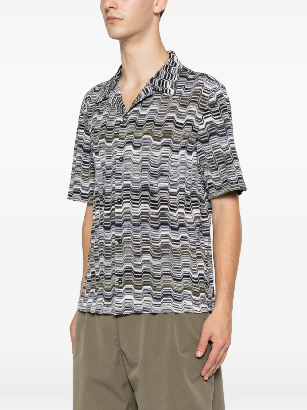 Missoni Overhemd met zigzagpatroon en campkraag Grijs