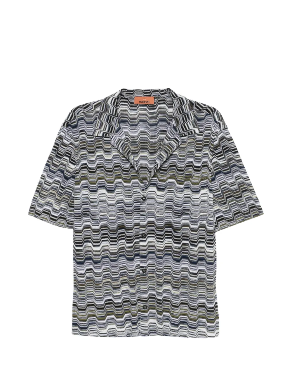 Missoni zigzag-knit camp-collar shirt - Grey