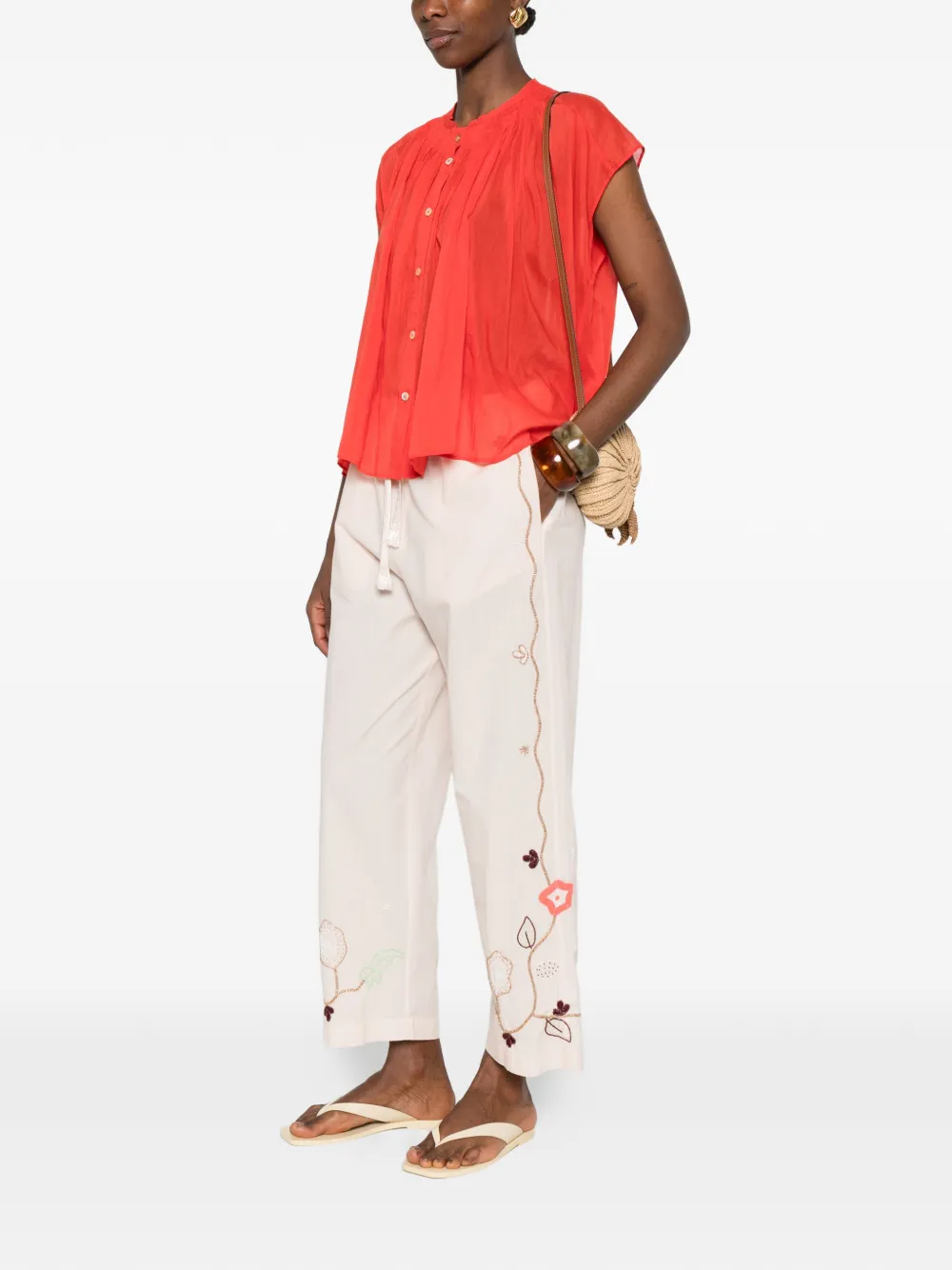  Forte Forte Floral-embroidered Trousers - Neutrals 