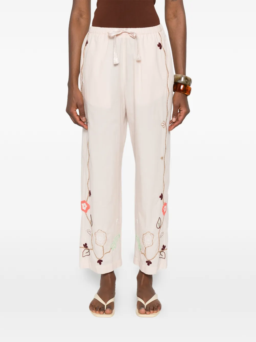  Forte Forte Floral-embroidered Trousers - Neutrals 