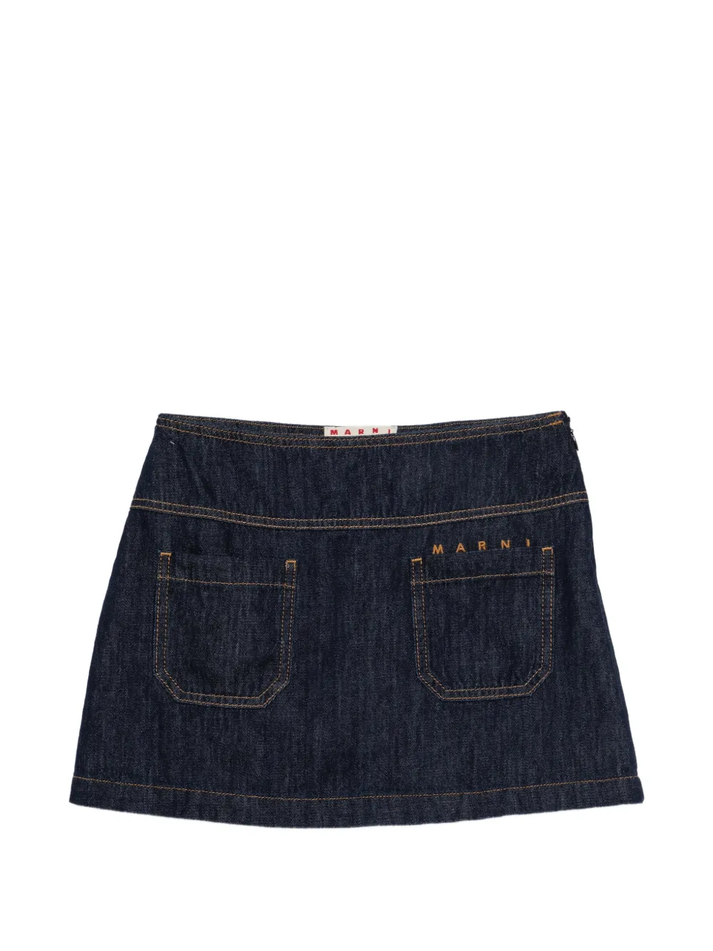 Marni Kids logo-embroidered patch-pocket skirt - Blu