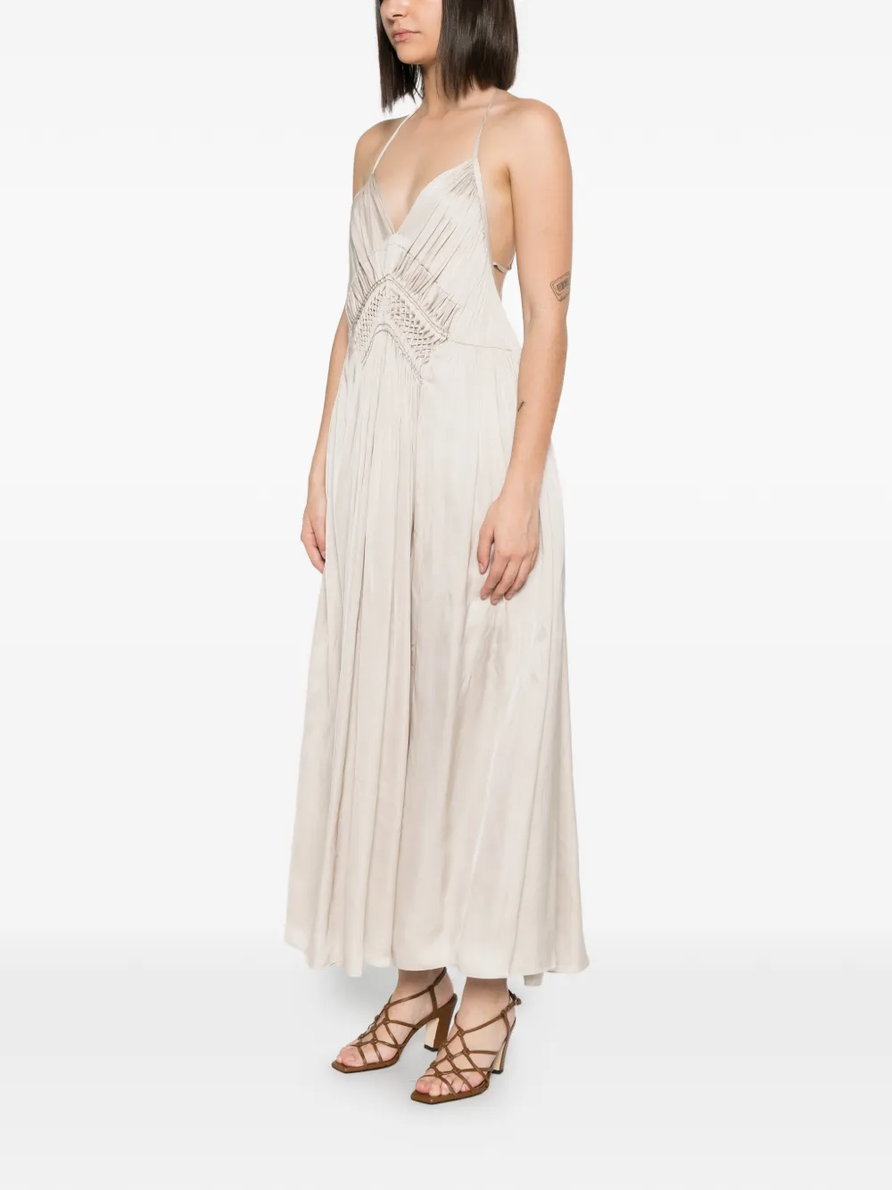 Barbara Bui Geplooide maxi-jurk met macramé detail Beige