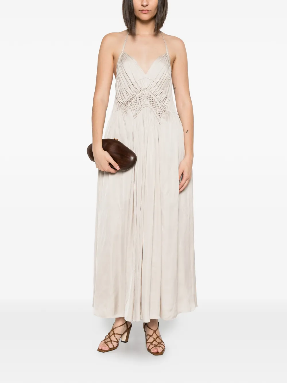 Barbara Bui Geplooide maxi-jurk met macramé detail Beige