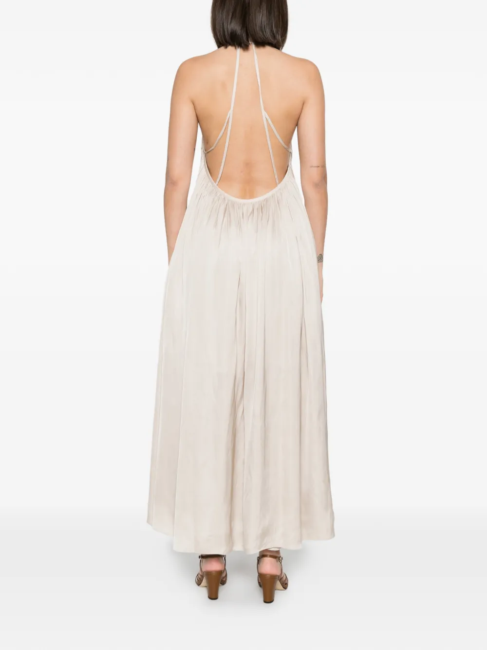 Barbara Bui Geplooide maxi-jurk met macramé detail Beige