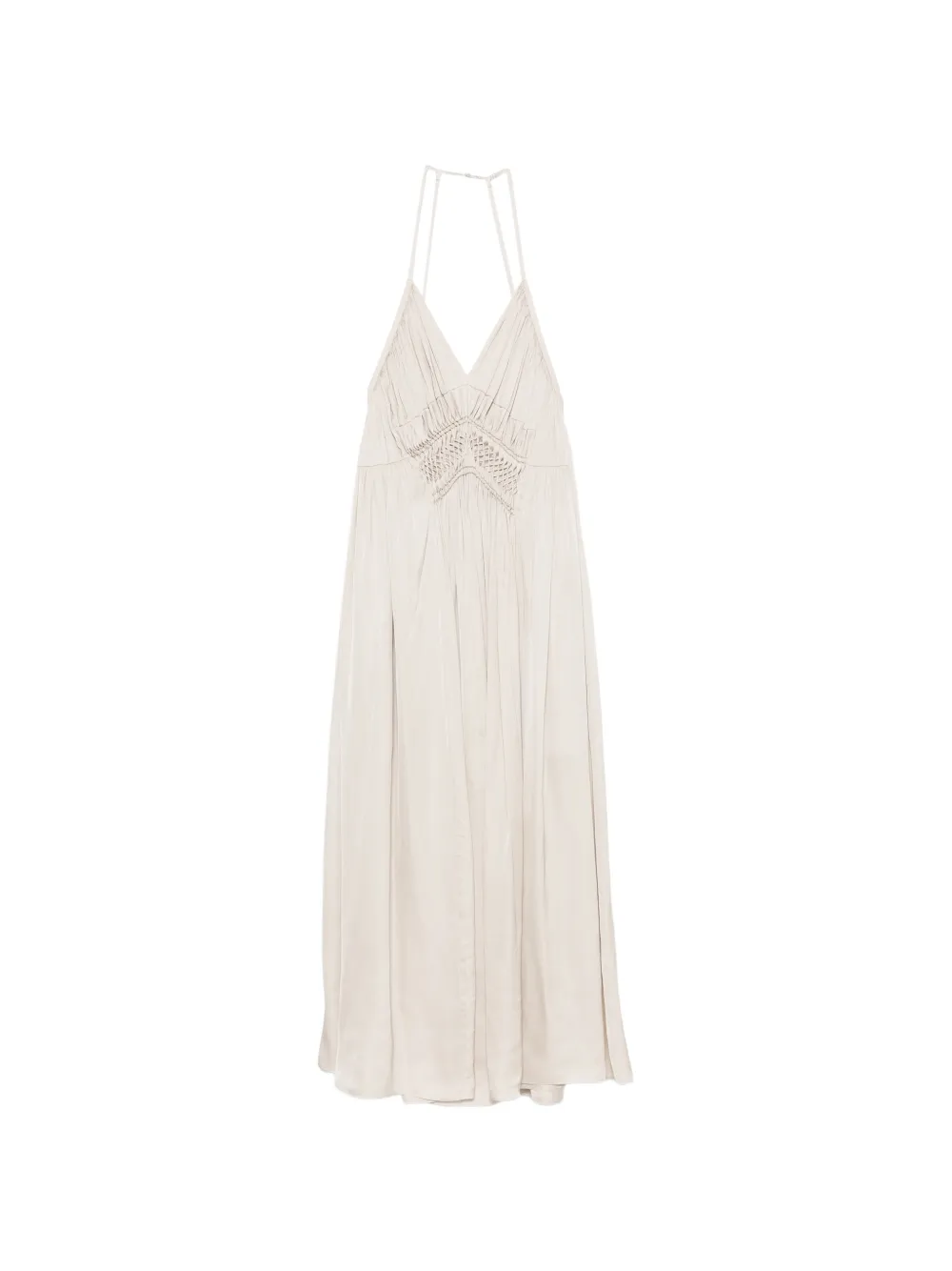 Barbara Bui macramé-detail pleated maxi dress - Toni neutri