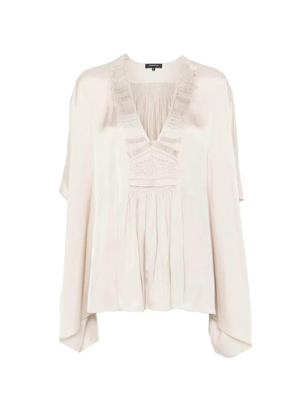 Barbara Bui Smocked Pleated Top In White