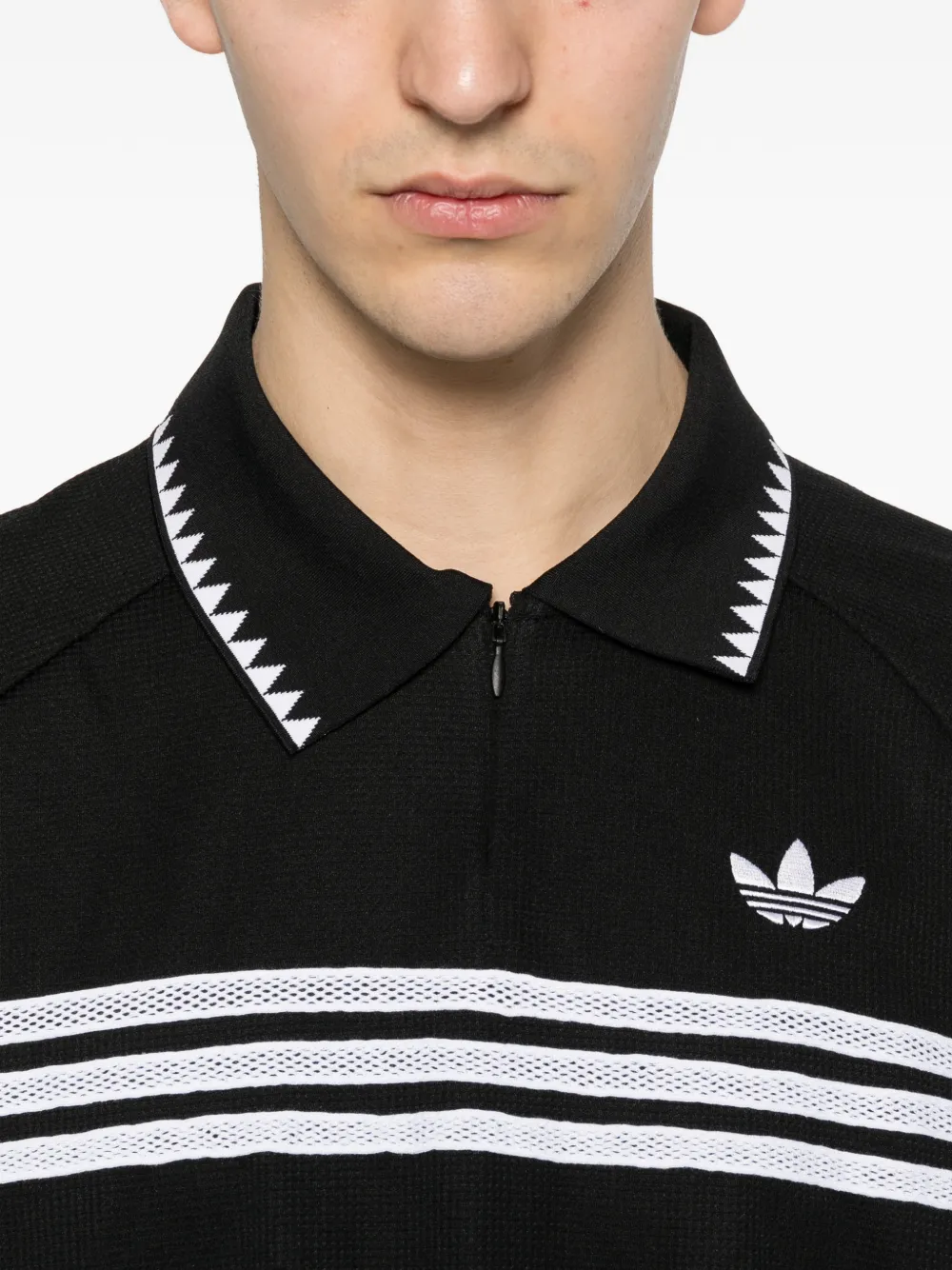 adidas Poloshirt met gestreept detail Zwart