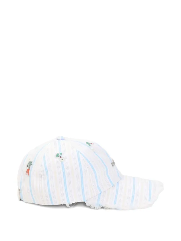 Jacquemus Le Artichaut frayed-trim Baseball Cap | White | FARFETCH