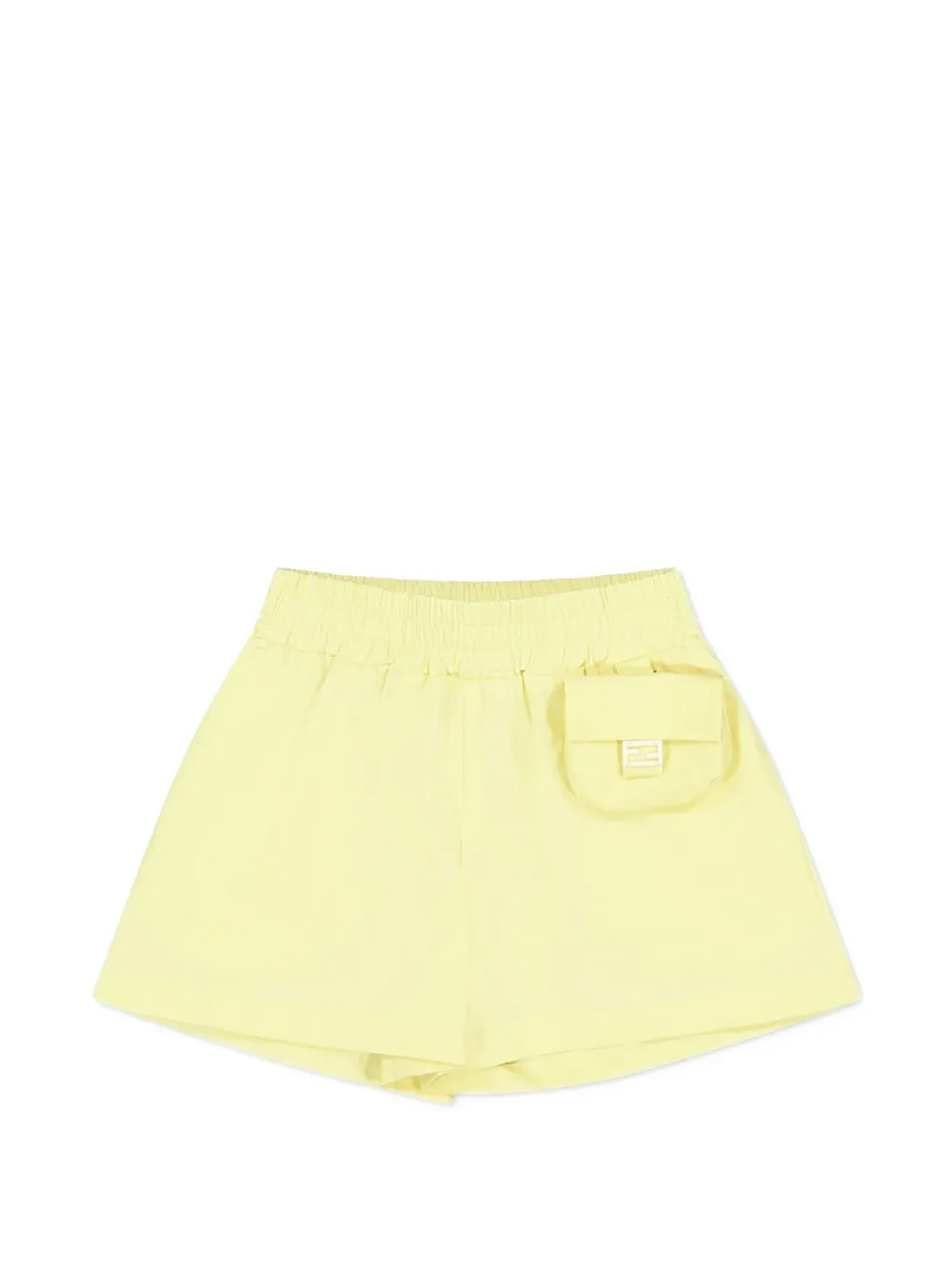 Fendi Kids logo-patch elasticated-waist shorts - Giallo