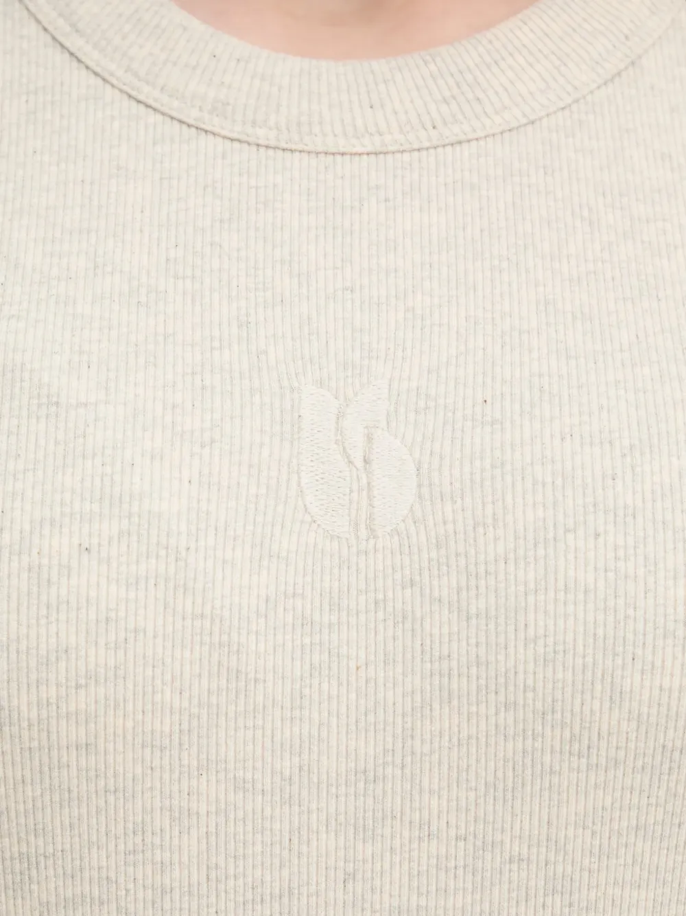 Ba&Sh Geribbeld T-shirt met borduurwerk Beige