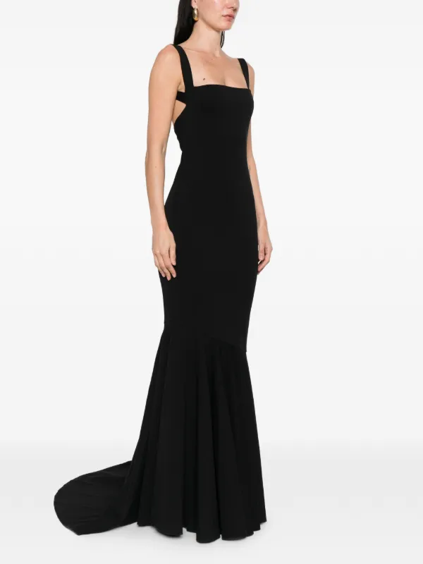 black maxi dress prom Spaghetti Straps Satin Black Prom Dress Evening Gown With Slit PSK553 US6 / Black