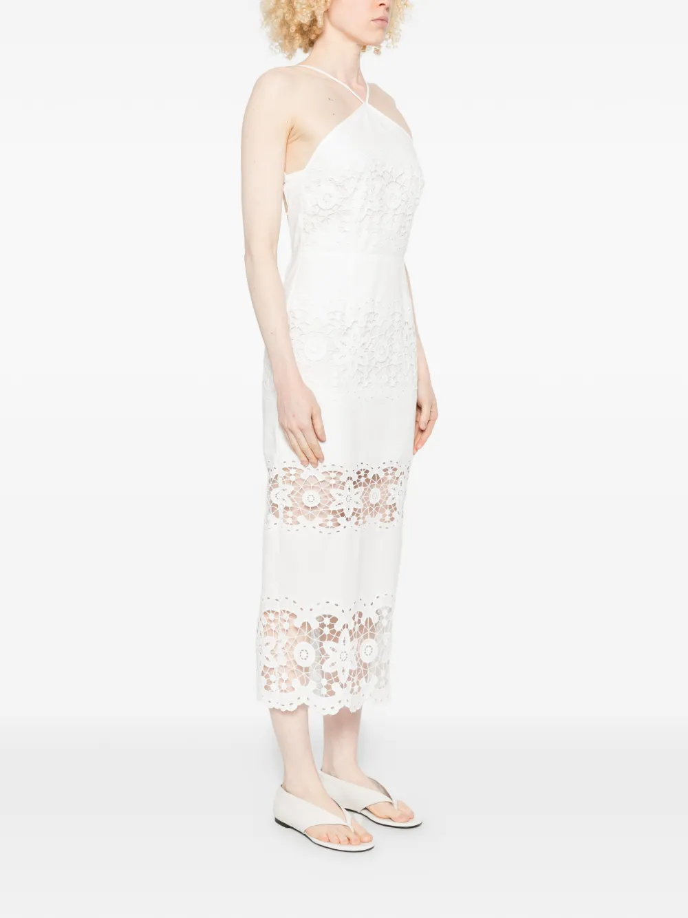 Patrizia Pepe Midi-jurk met geborduurde bloemen Wit