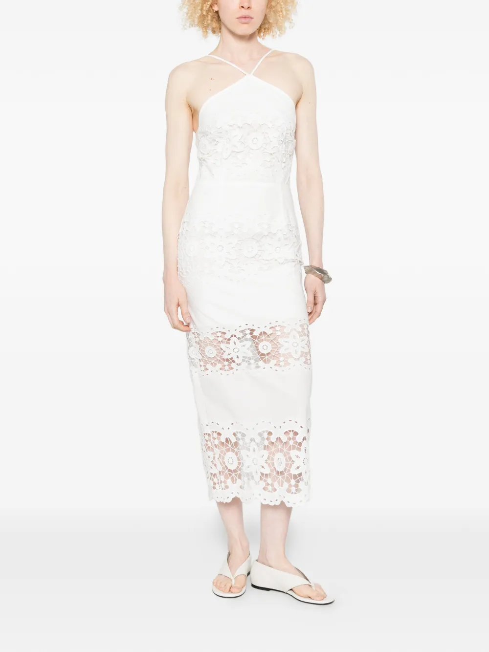 Patrizia Pepe Midi-jurk met geborduurde bloemen Wit