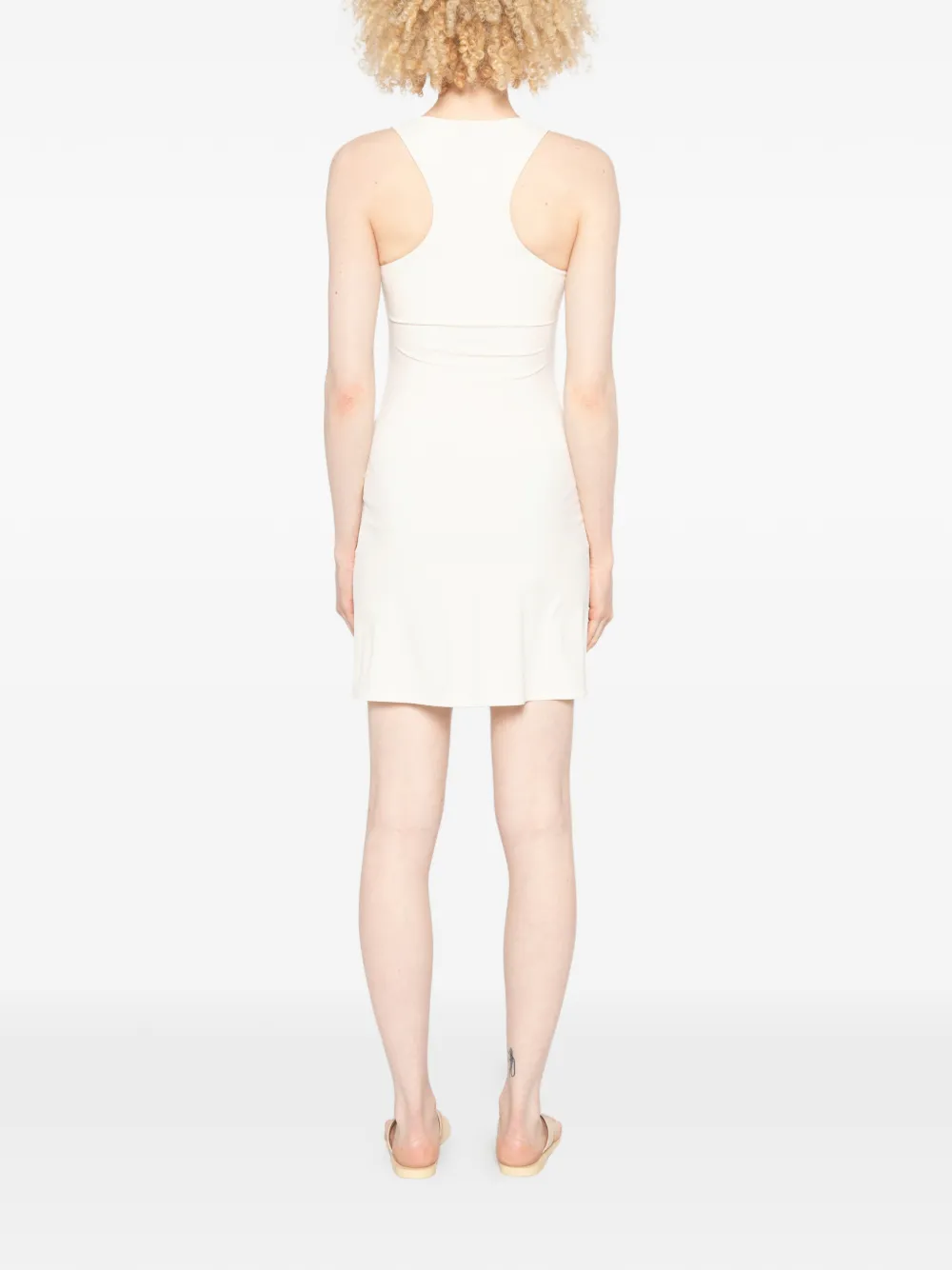 Patrizia Pepe Mouwloze mini-jurk met ronde hals Beige