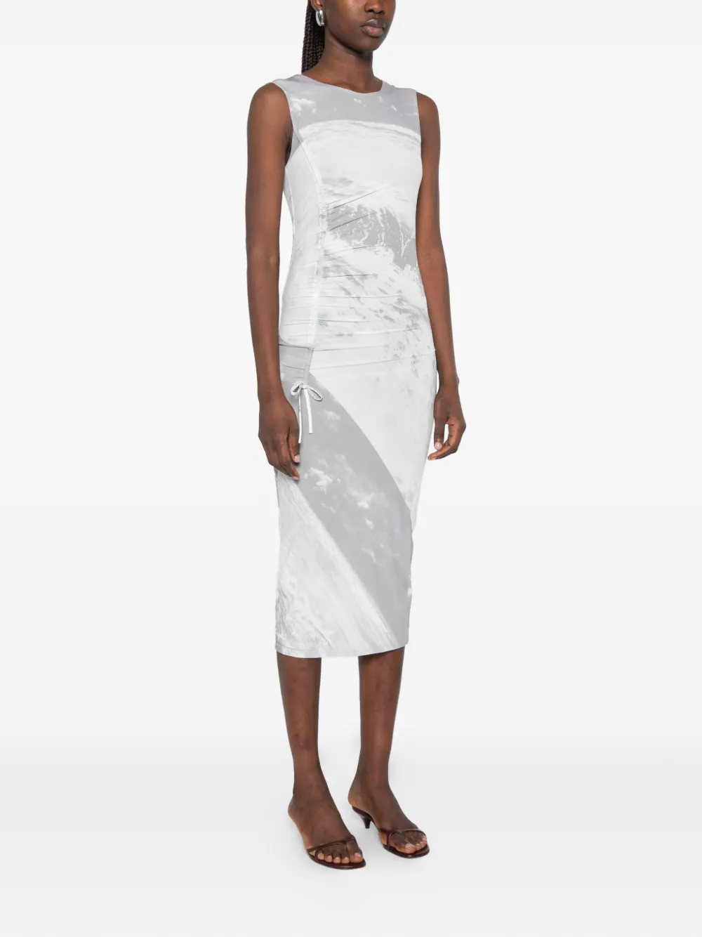 Patrizia Pepe Midi-jurk met golven-print Grijs