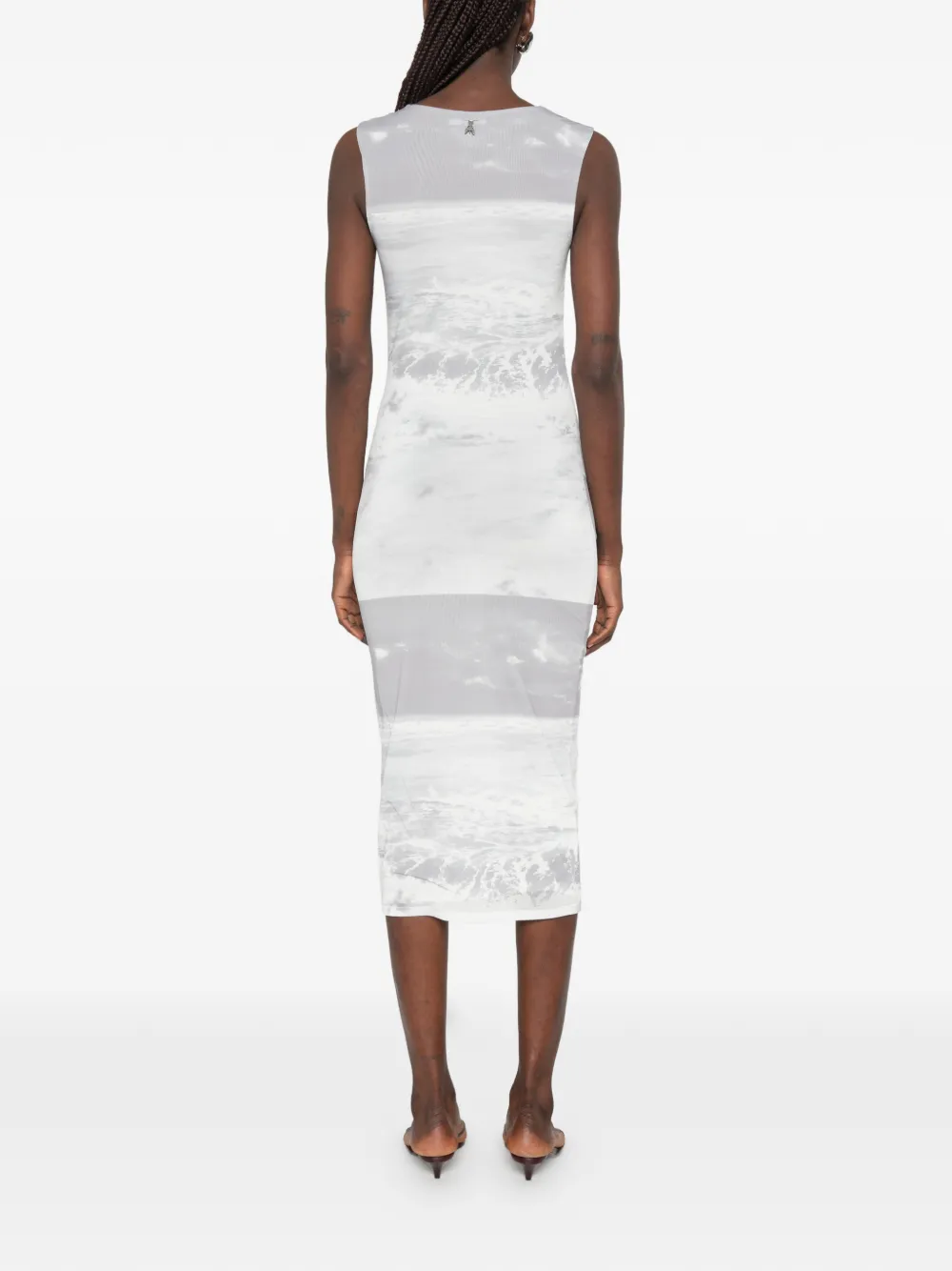 Patrizia Pepe Midi-jurk met golven-print Grijs