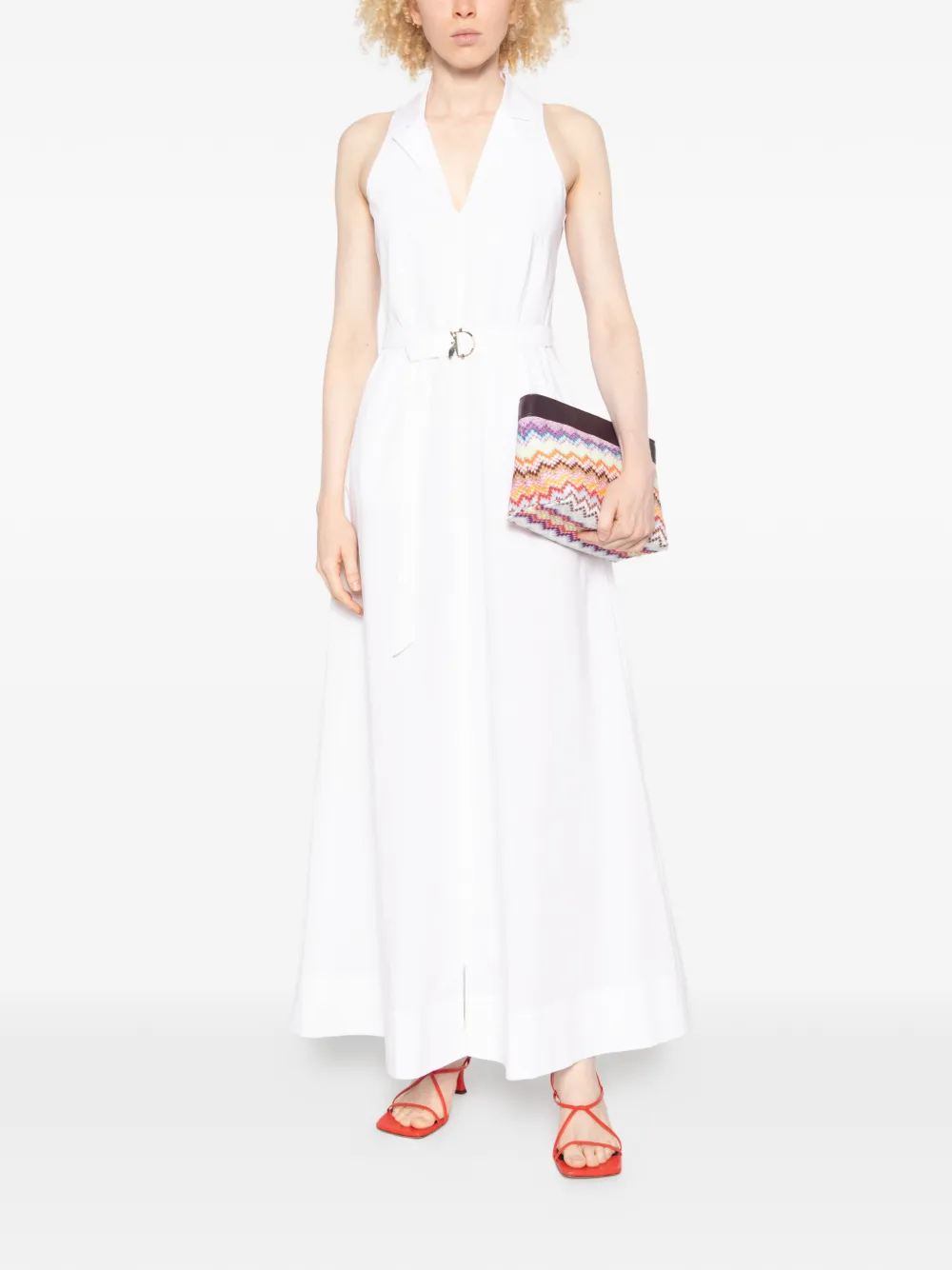 Patrizia Pepe Maxi-jurk met ceintuur Wit