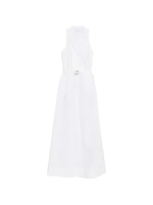 Boss Collared Drawstring Midi Dress - White