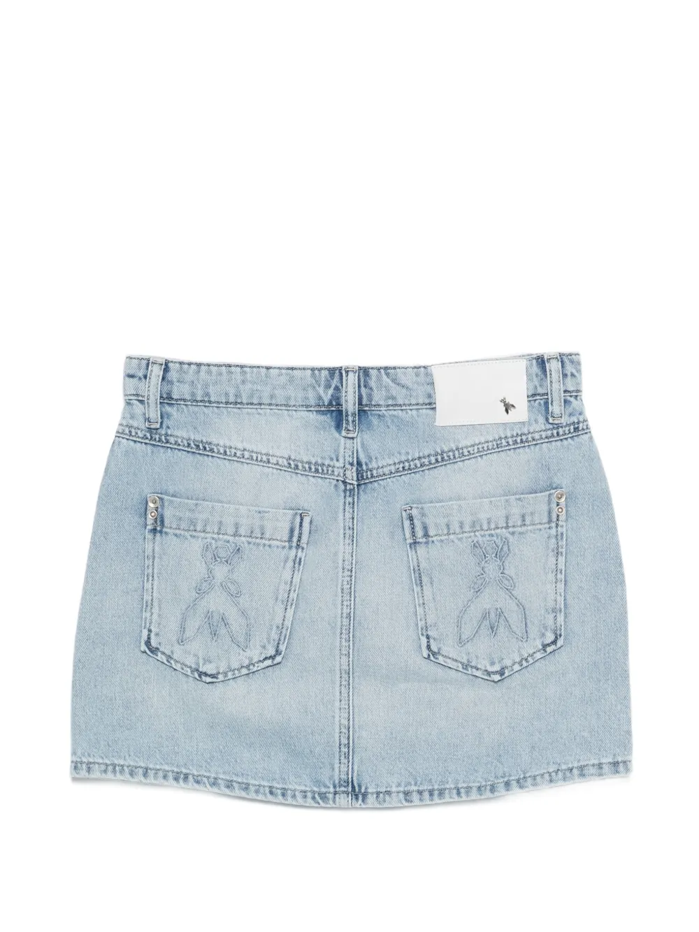 Patrizia Pepe Fly denim rok met logoplakkaat Blauw