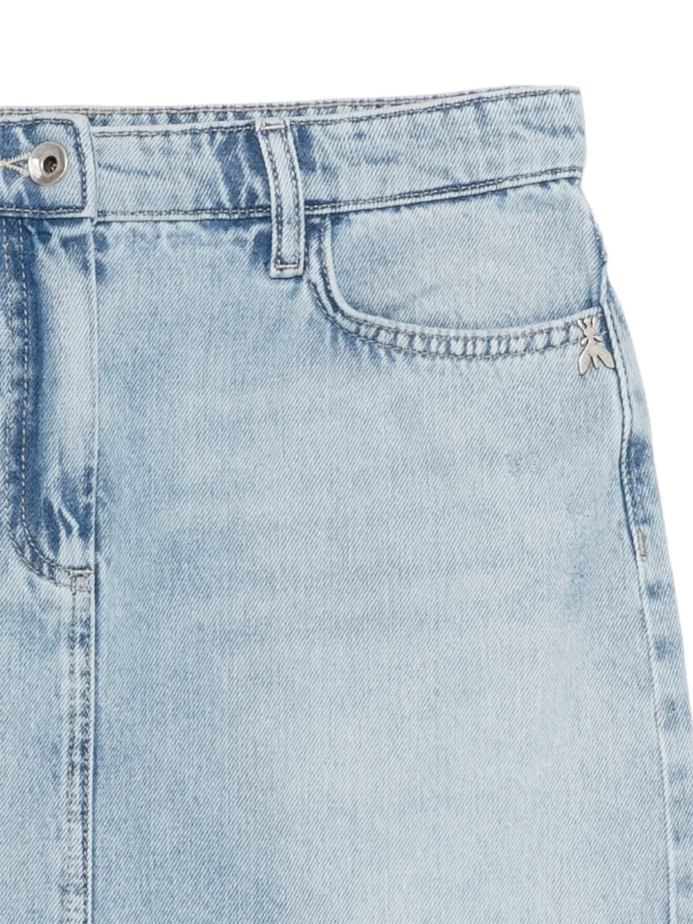 Patrizia Pepe Fly denim rok met logoplakkaat Blauw