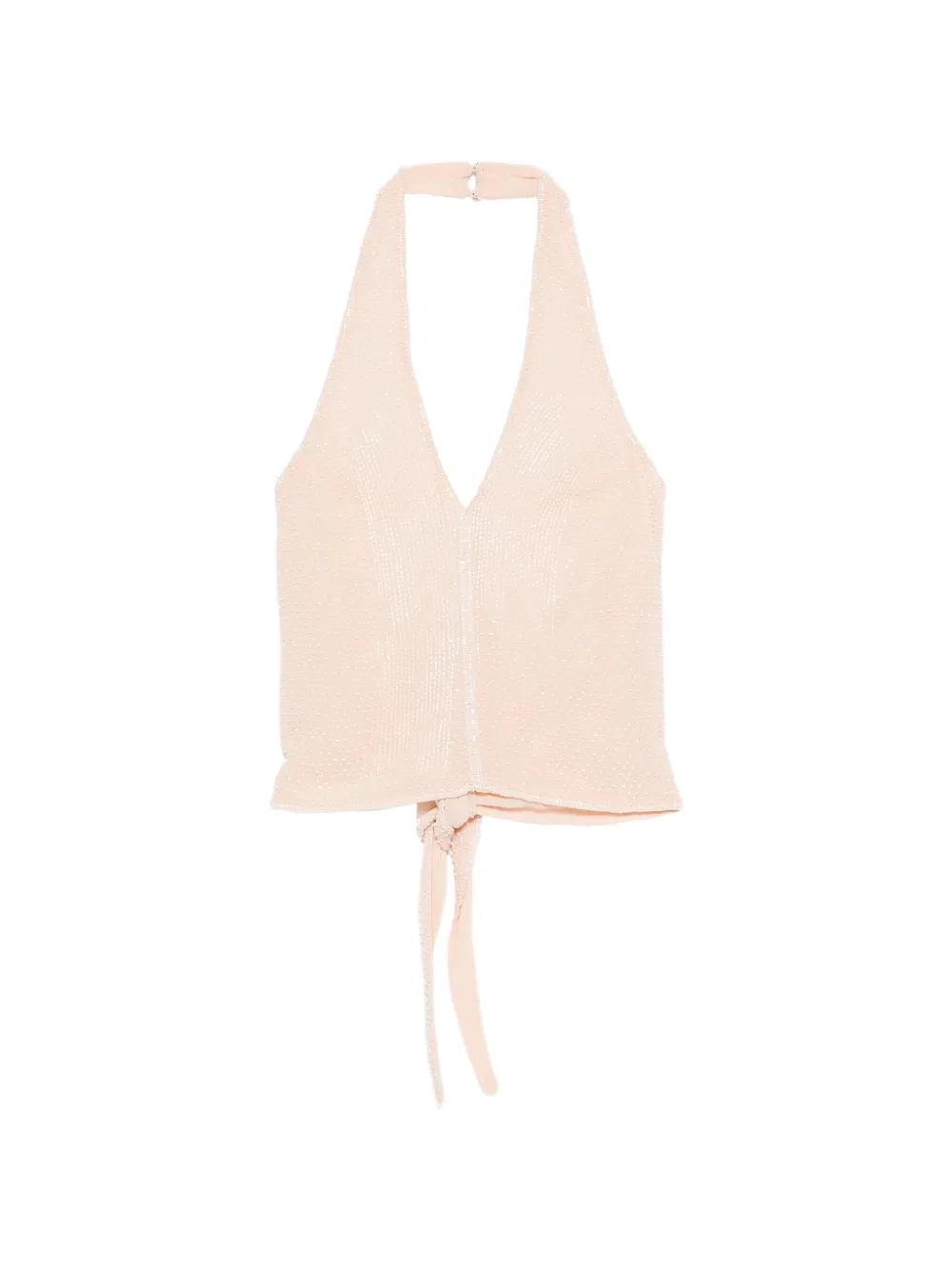 Patrizia Pepe bead-embellished georgette top - Nude