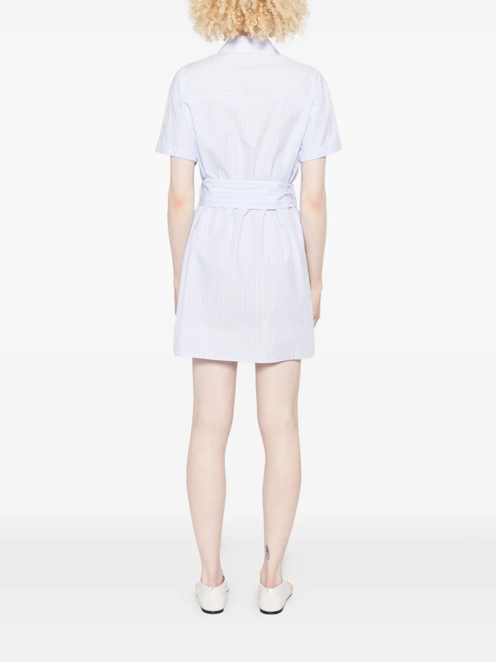 Patrizia Pepe Gestreepte mini-blousejurk met ceintuur Wit