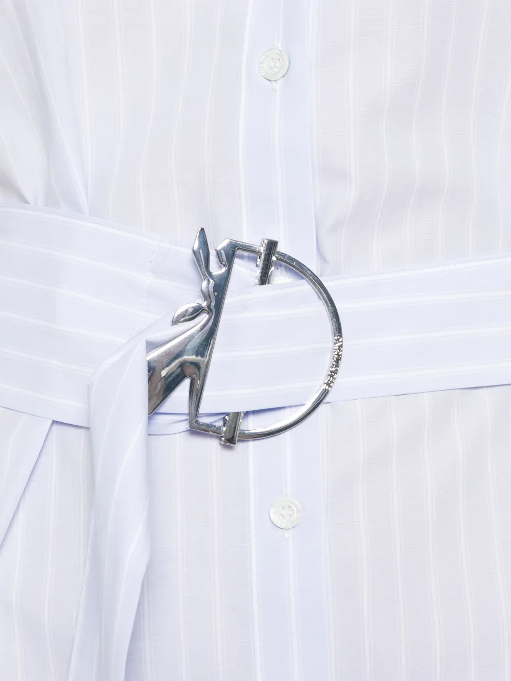 Patrizia Pepe Gestreepte mini-blousejurk met ceintuur Wit