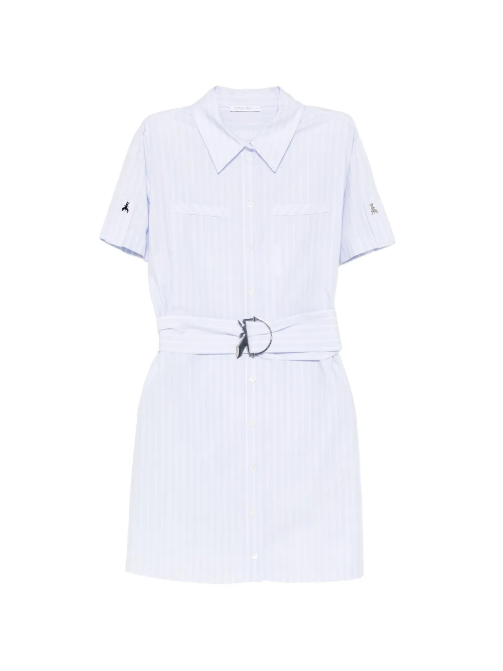 Patrizia Pepe stripes belt mini shirt dress - Bianco