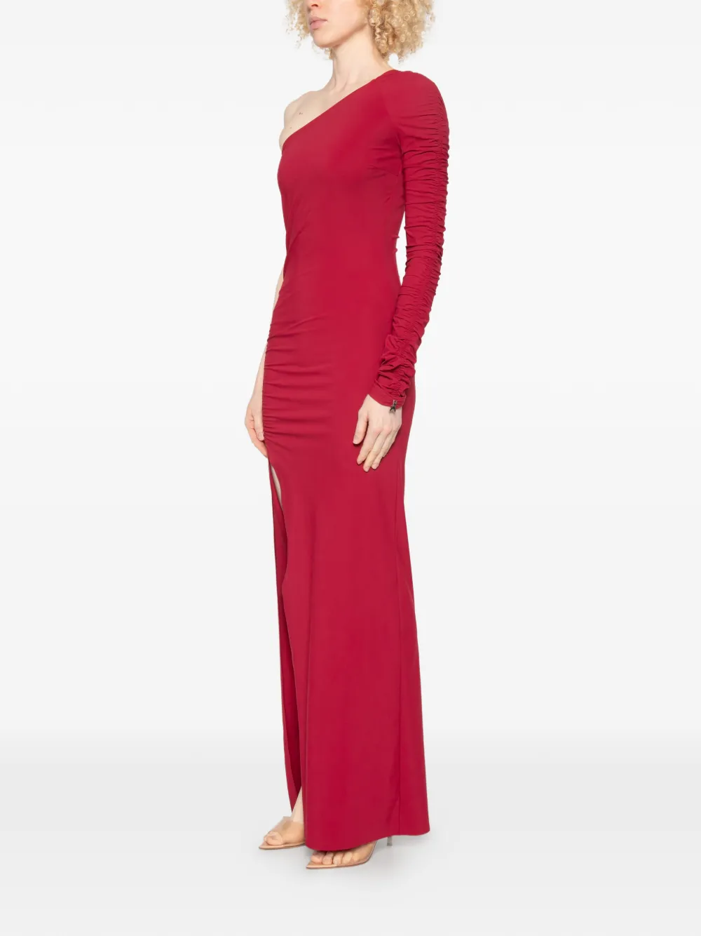 Patrizia Pepe Maxi-jurk met ruches en asymmetrische hals Rood