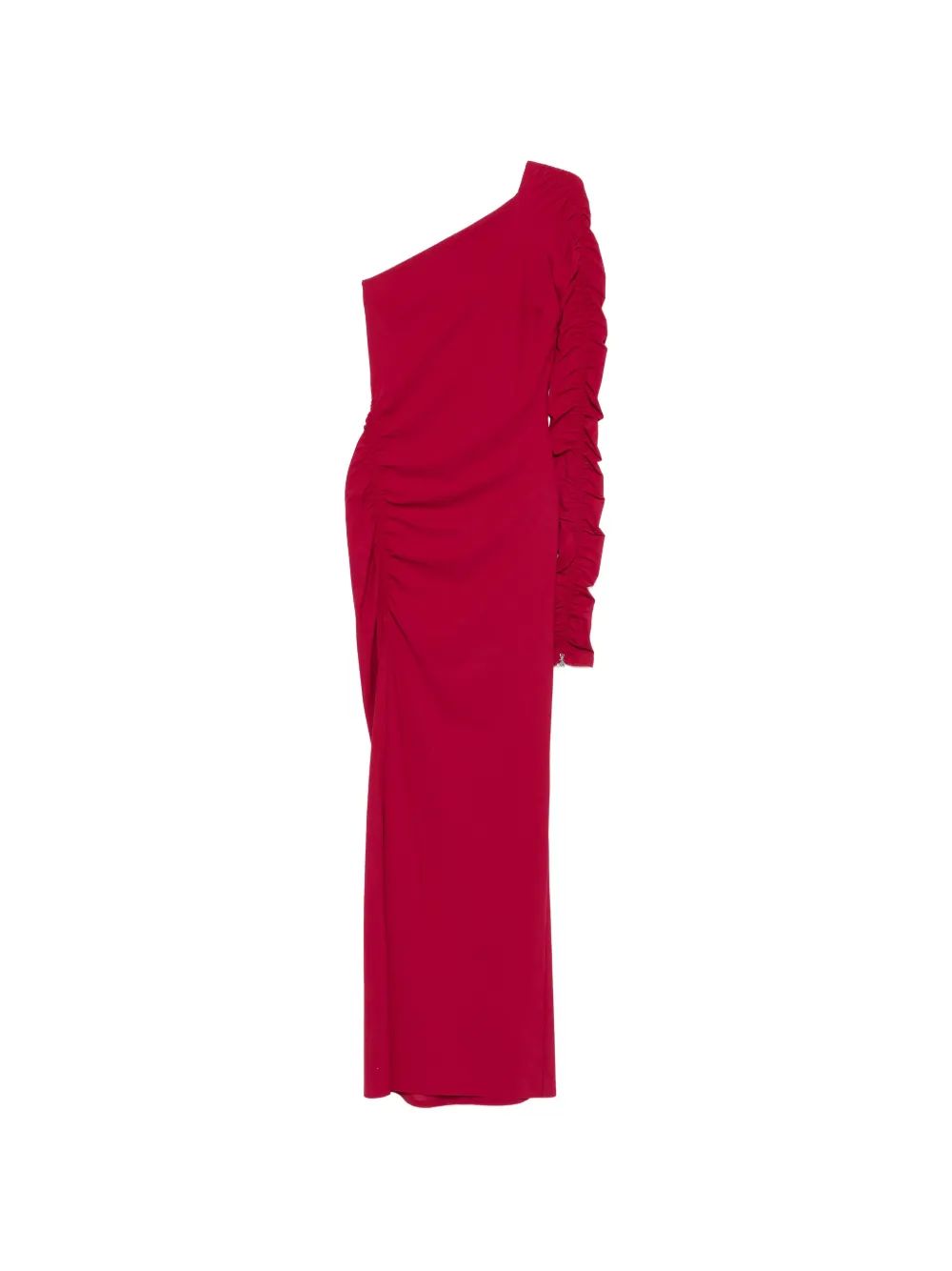 Patrizia Pepe asymmetric-neck ruffled-detail maxi dress - Rosso