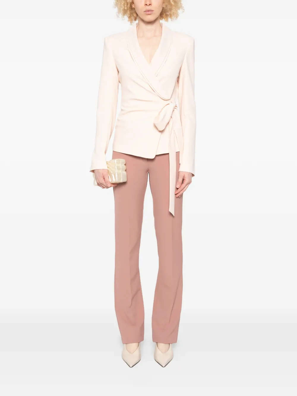Patrizia Pepe Blazer met ceintuur en lange mouwen Roze