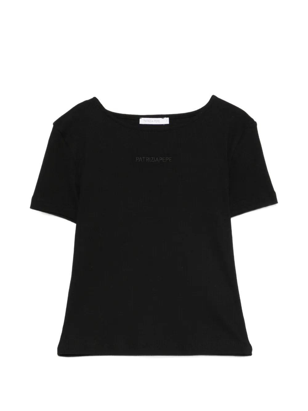 Patrizia Pepe ribbed logo-embroidered T-shirt - Nero