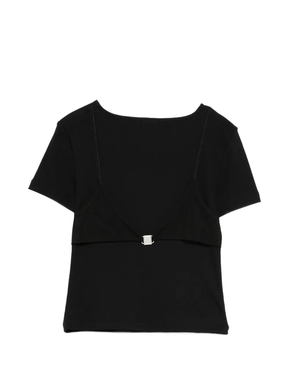 Patrizia Pepe Geribbeld T-shirt met geborduurd logo Zwart