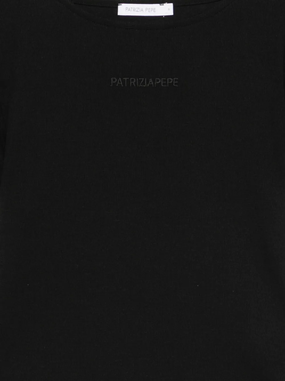 Patrizia Pepe Geribbeld T-shirt met geborduurd logo Zwart