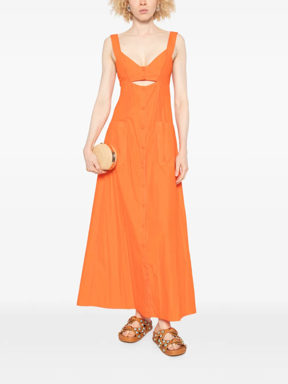 Patrizia Pepe Maxi-jurk met V-hals Oranje