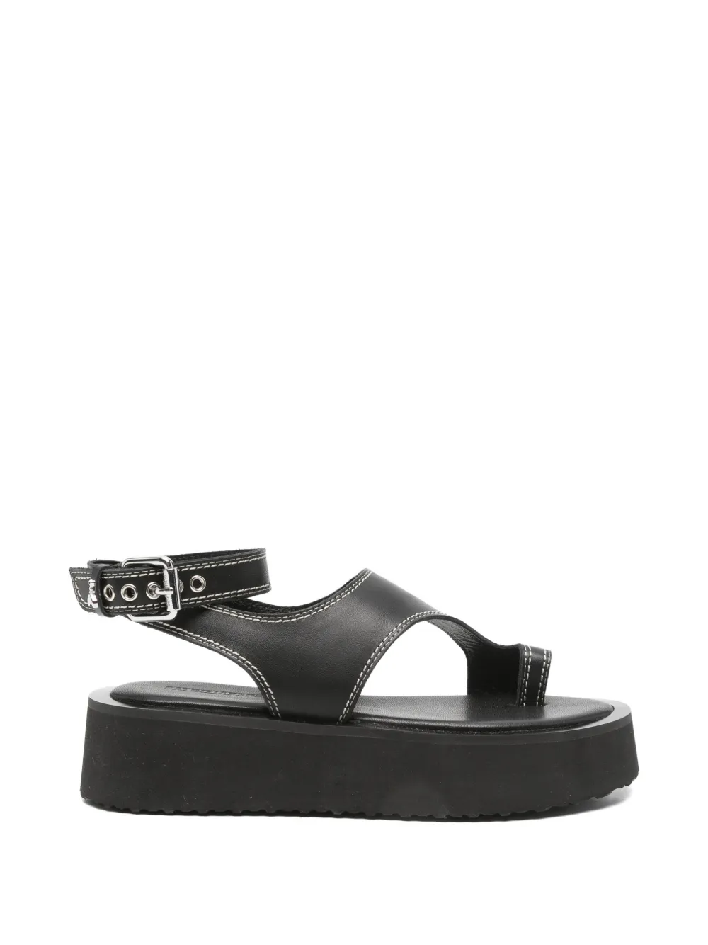 Patrizia Pepe contrast-stitch platform-heel sandals Zwart