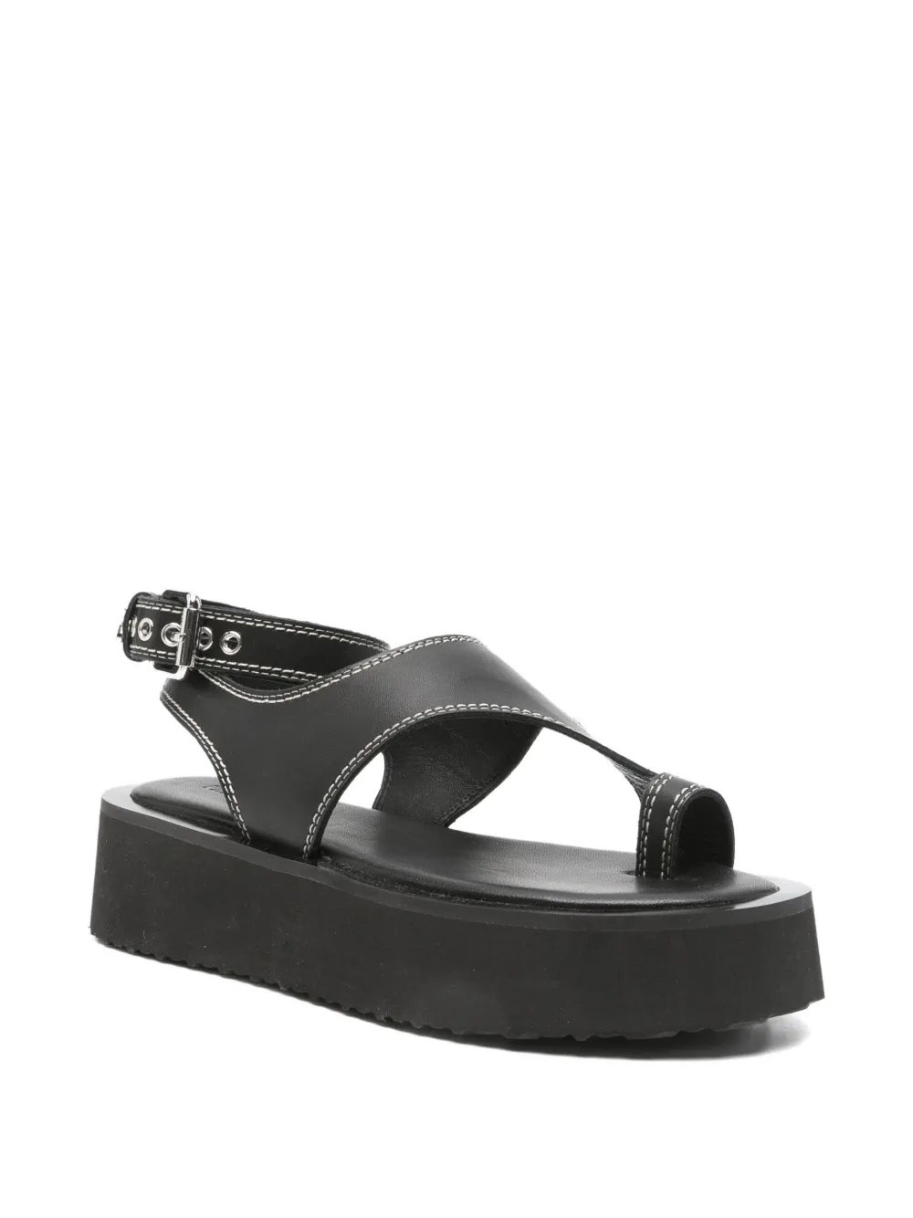 Patrizia Pepe contrast-stitch platform-heel sandals Zwart