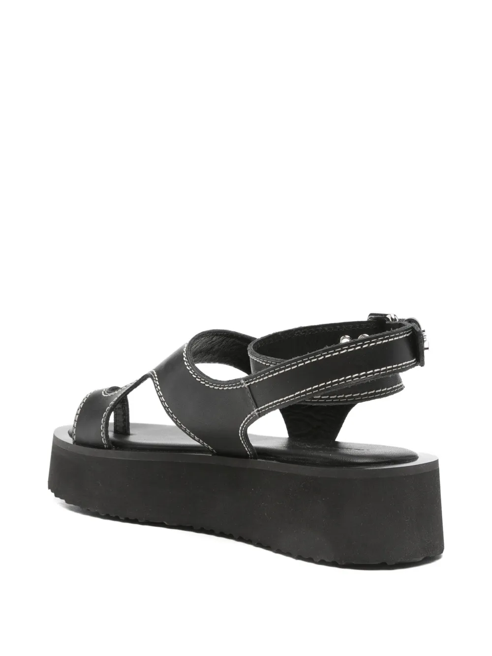 Patrizia Pepe contrast-stitch platform-heel sandals Zwart