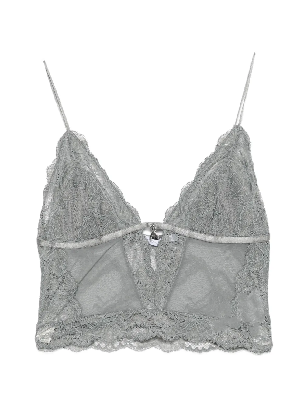 Patrizia Pepe lace-panelled V-neck bralette - Grigio