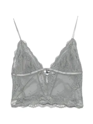 ANINE BING Lace scallop-hem Bralette | Black | FARFETCH CA