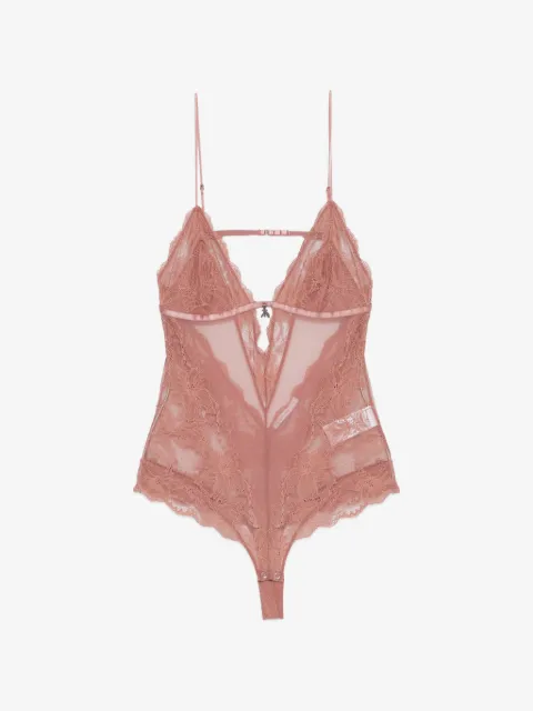 Patrizia Pepe lace-panelled mesh bodysuit